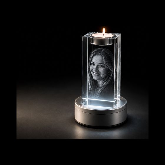 Crystal Candle Photo Holder — 3D photo crystal engraved at Heenan, Werribee
