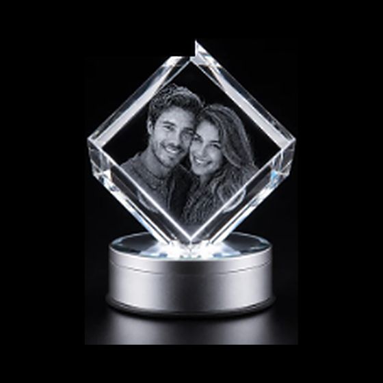 Cut Corner Diamond Photo Crystal — 3D photo crystal engraved at Heenan, Werribee