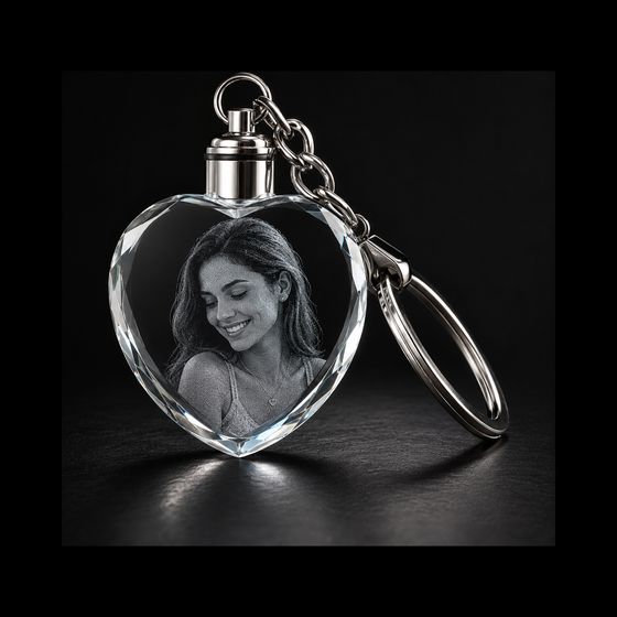 Heart Keychain Photo Crystal — 3D photo crystal engraved at Heenan, Werribee